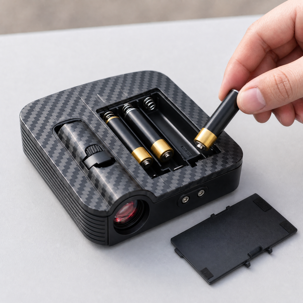 Battery compartment - runs on 3 AAA batteries