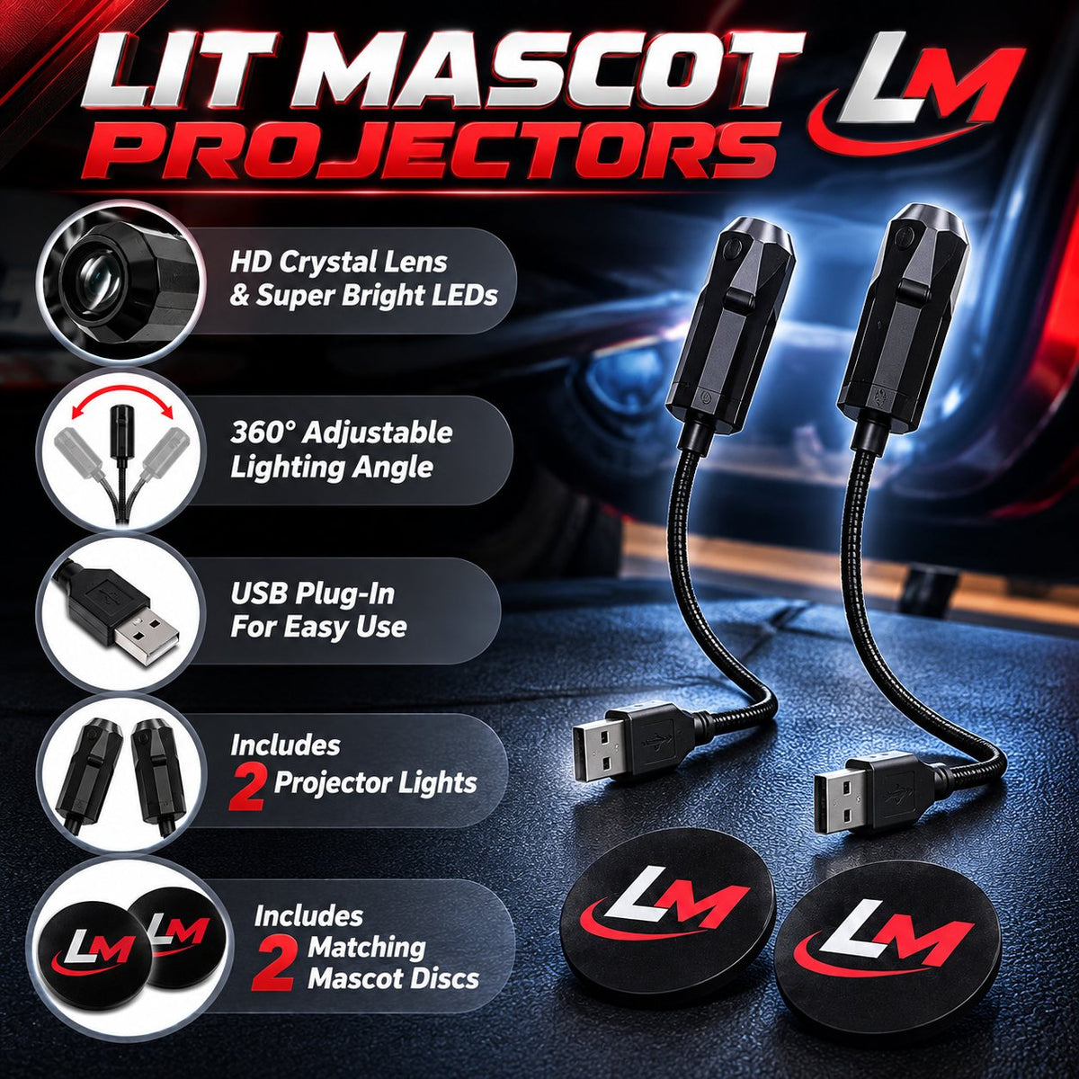 Lit Mascot Projectors — what's included