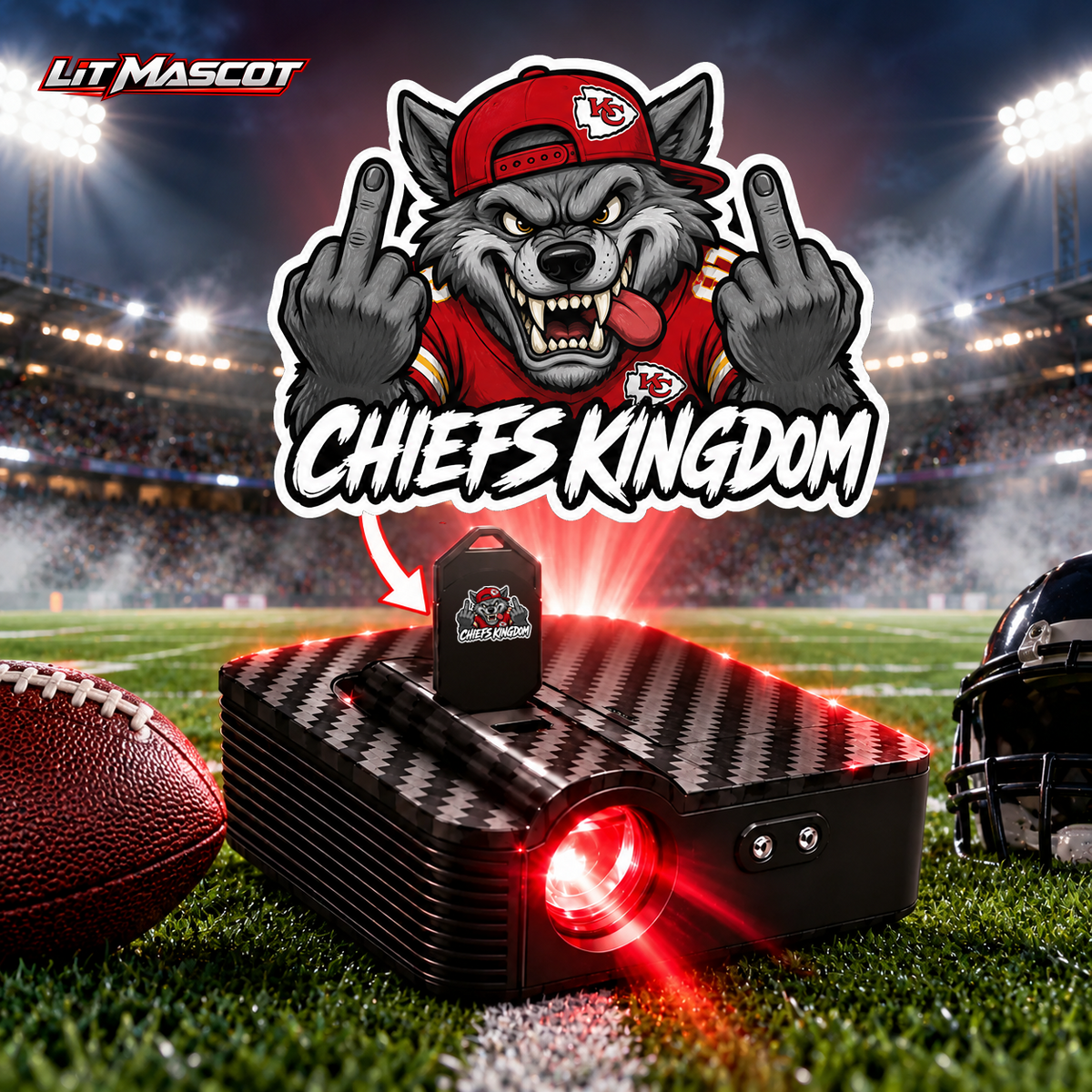 Chiefs Kingdom Door Lights — Wireless Mascot Projectors (2-Pack)